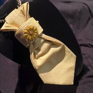 Chic Yellow Scarf with Ornate Floral Detail